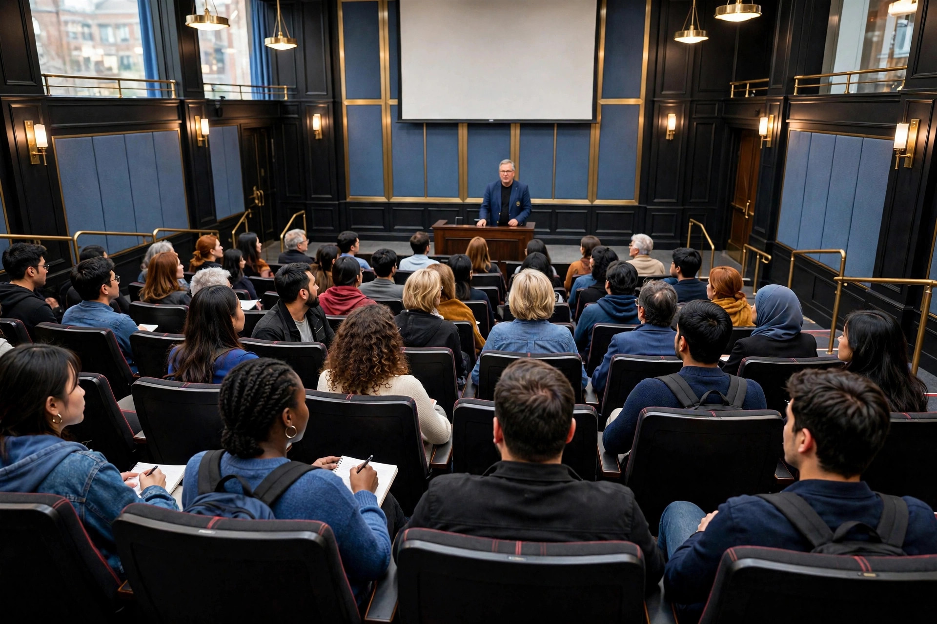 University lecture hall during a professor-led session